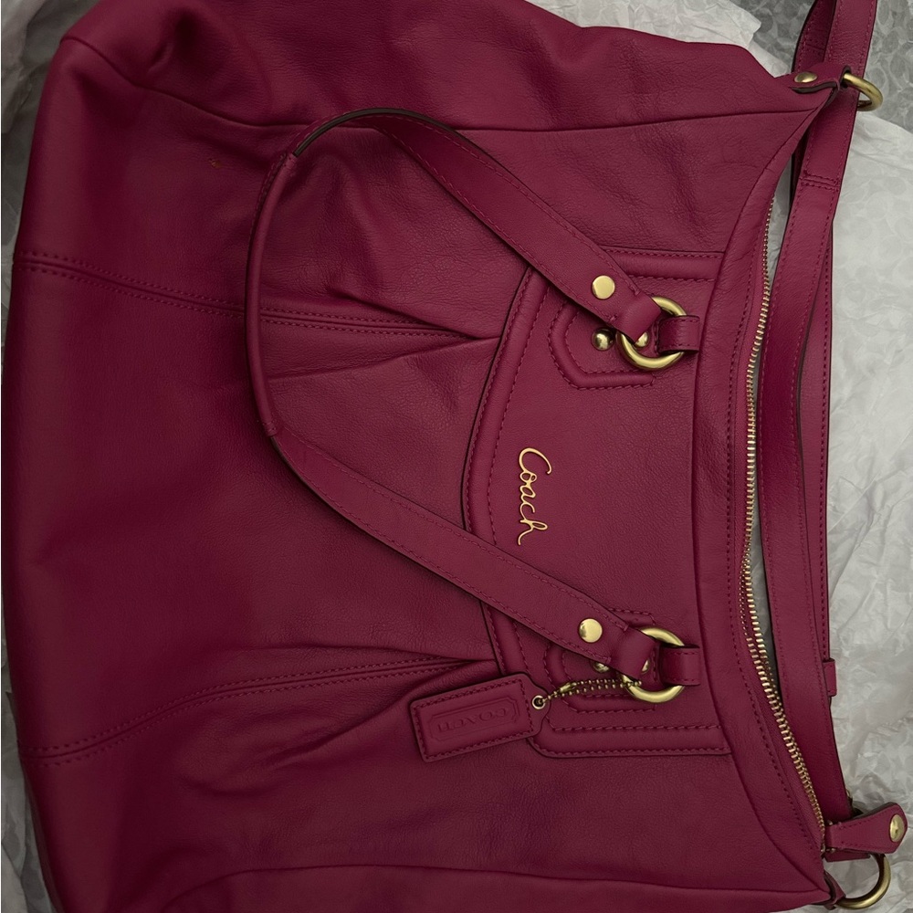Coach Women's Deep Purple Leather Shoulder Bag